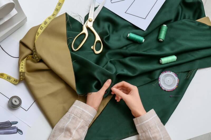 Fashion fabrics laid out on office desk